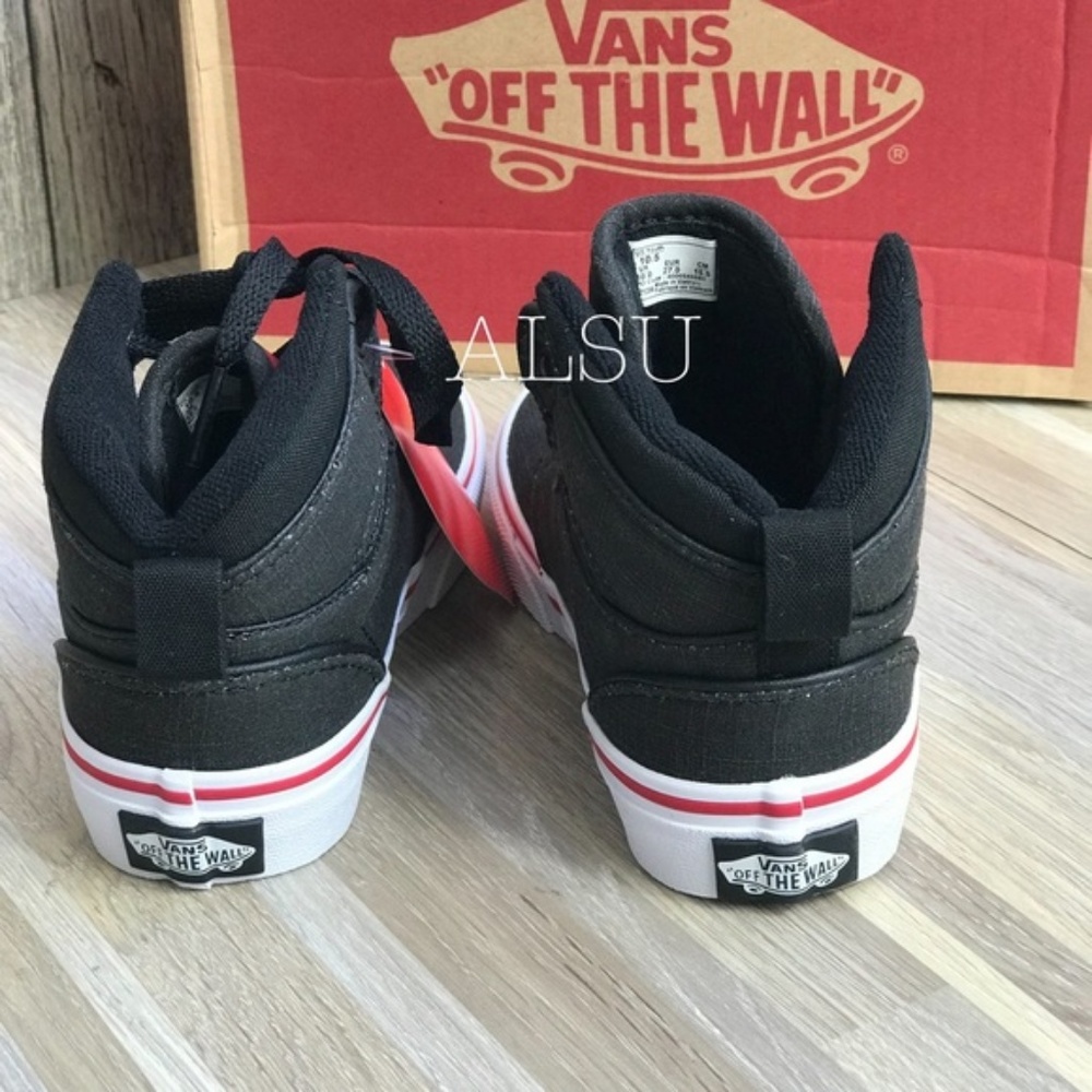 NWT VANS Atwood HI Rock Textile Black Red Kid’s - Picture 5 of 8